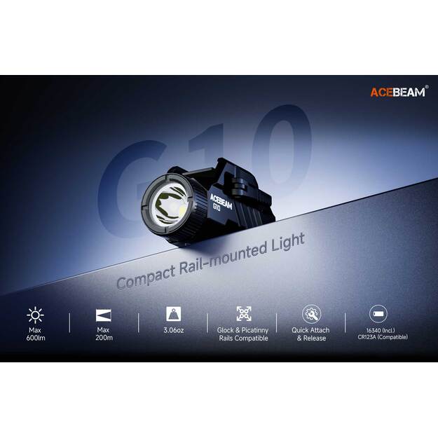 Acebeam G10 taktiskais lukturis ieročiem