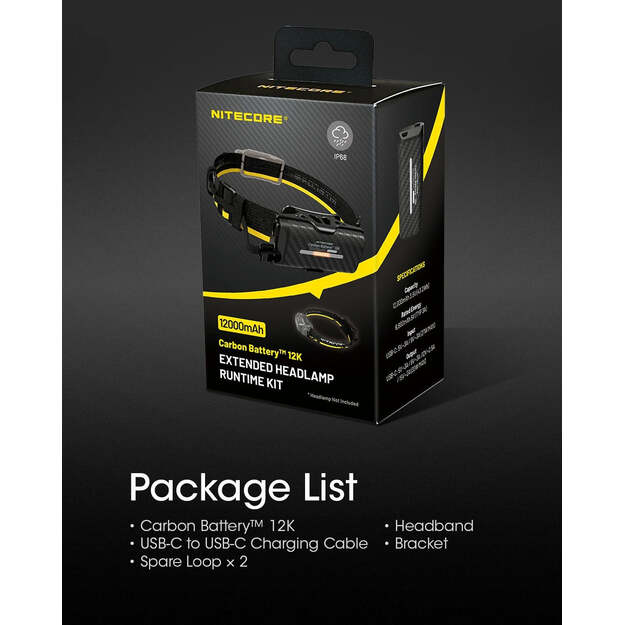 Nitecore Carbon Battery&trade; 12K pagarinātāja komplekts
