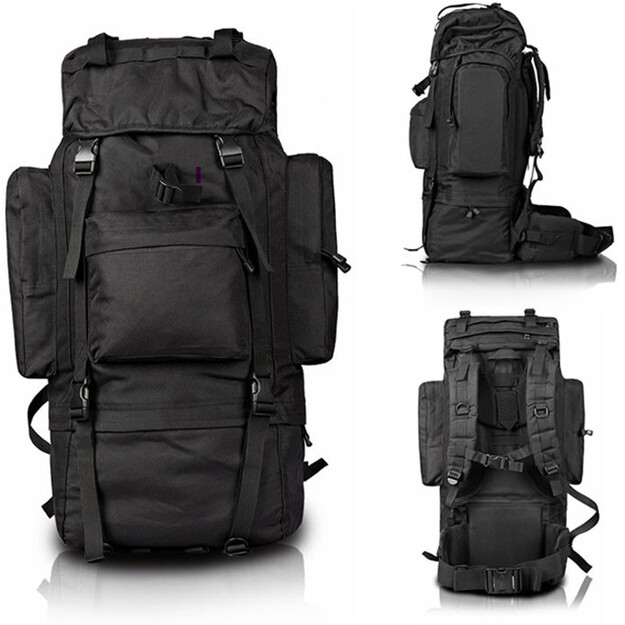 Large Tactical Survival & Hiking Backpack 65L black