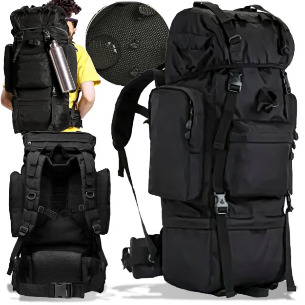 Large Tactical Survival & Hiking Backpack 65L black