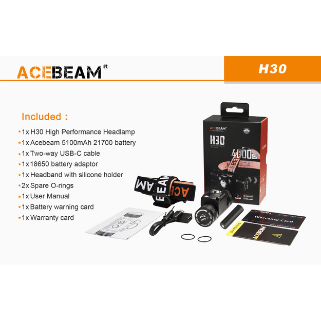 Acebeam H30 5000K galvas lukturis