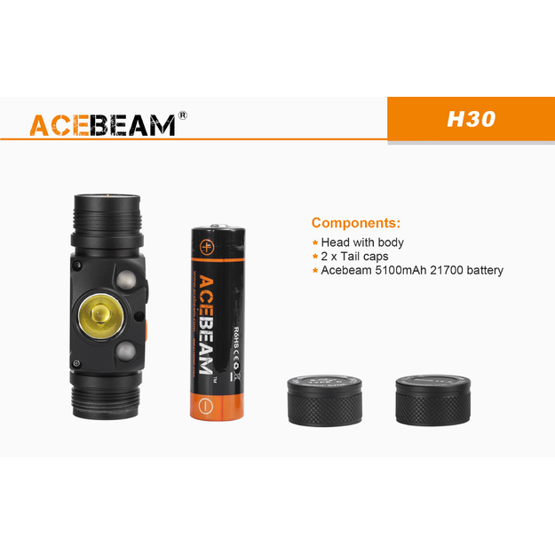 Acebeam H30 5000K galvas lukturis