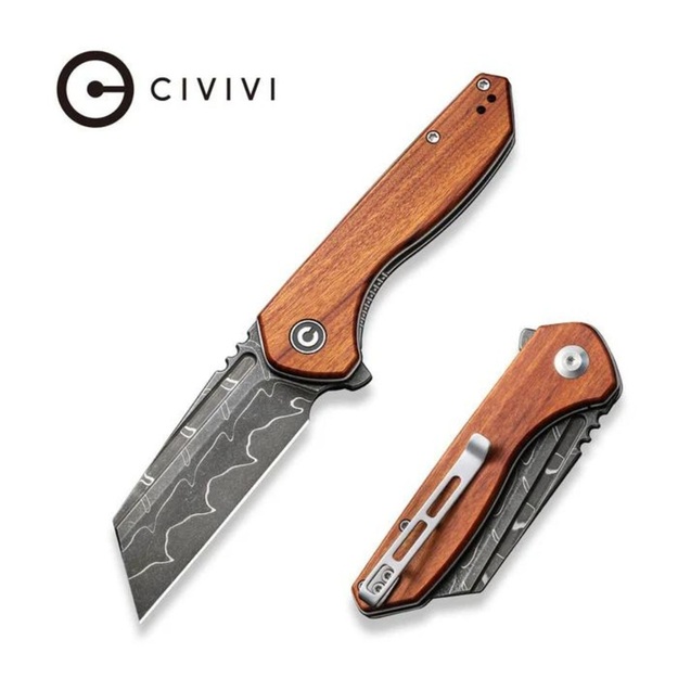 Civivi ExOne Guibourtia Wood, Damascus by Brian Brown folding knife (C23036-DS1)
