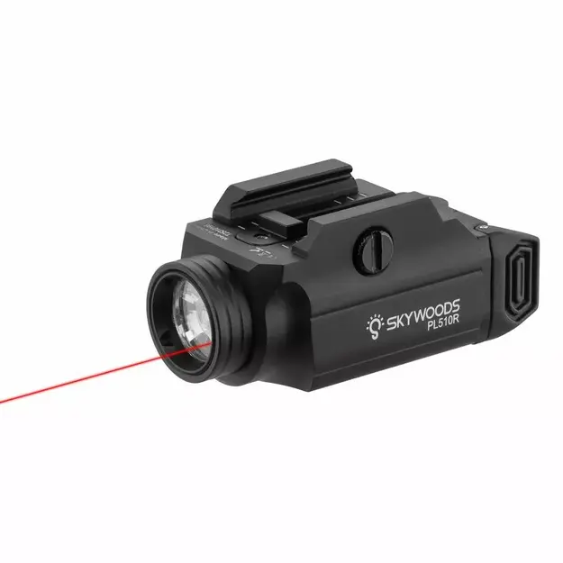 Skywoods PL510R Tactical Flashlight with Red Laser, 510lm