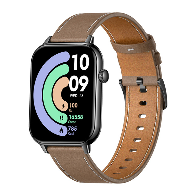 COLMI C28 Smartwatch &ndash; Black + Brown Leather Strap