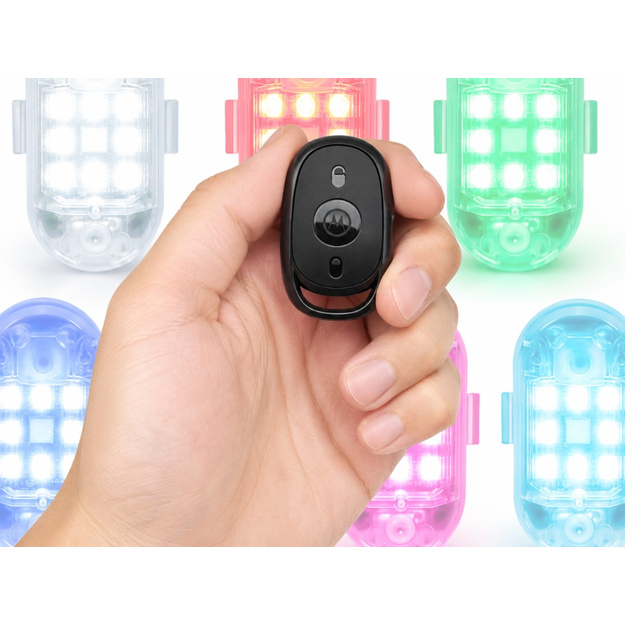 LED RGB stroboskopiskās gaismas ar tālvadības pulti &ndash; 2 GAB. KOMPLEKTS