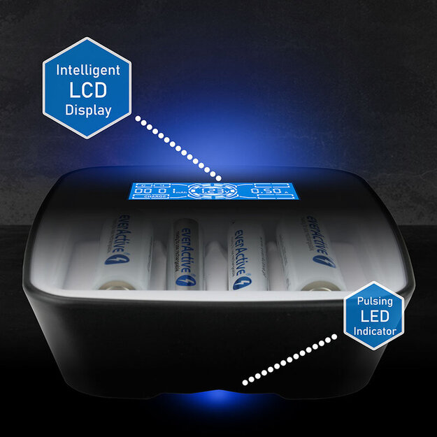 Profesionāls Ni-MH uzlādējams akumulatoru lādētājs everActive NC-1000M