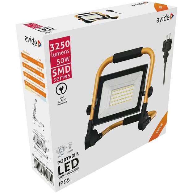 LED prožektors AVIDE 50W 220V kabelis 1,5m