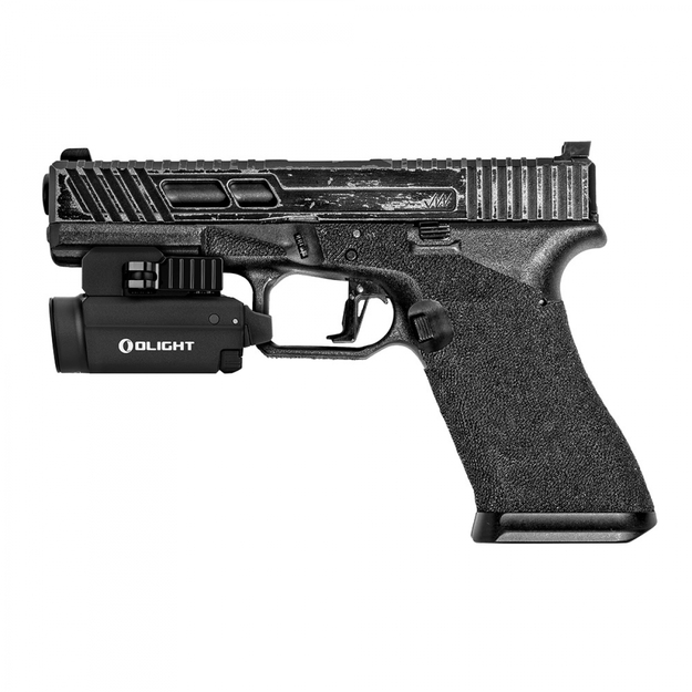 Olight BALDR S flashlight on pistol, rechargeable