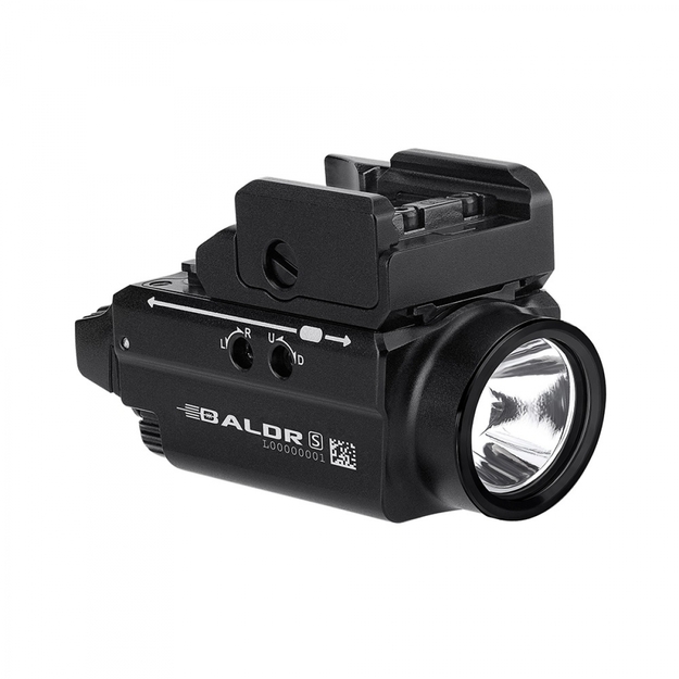 Olight BALDR S flashlight on pistol, rechargeable