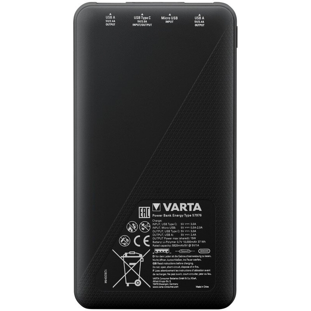 Rezerves baro&scaron;anas avots VARTA ENERGY 10000mAh Powerbank 57976