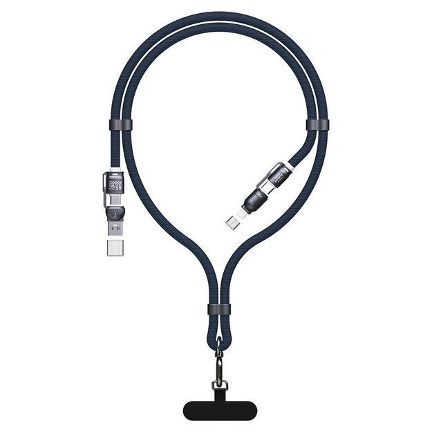 Dudao L20Max 65W 4-in-1 kabelis ar aukli USB-C uz USB-C ar Lightning un USB-A adapteriem - zils