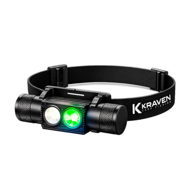 Profesionāls galvas lukturis &bdquo;Kraven Pro X1500&ldquo;, 1500 lm, balts + zaļ&scaron;