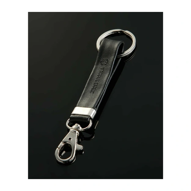 Victorinox Leather Key Ring with Carabiner - Black, 4.1853
