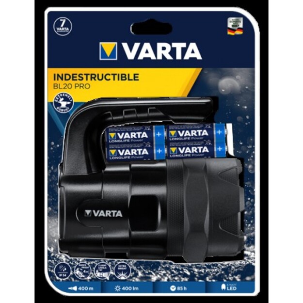 Varta INDESTRUCTIBLE BL20 PRO rokas kabatas lukturītis, melns 18751