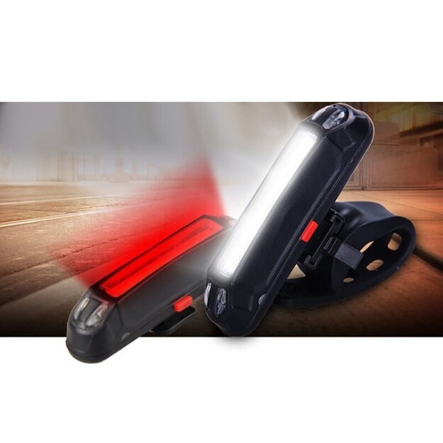 LTC LED COB velosipēda gaisma balts/sarkans ar 450mAh akumulatoru 5 režīmi LXLL87