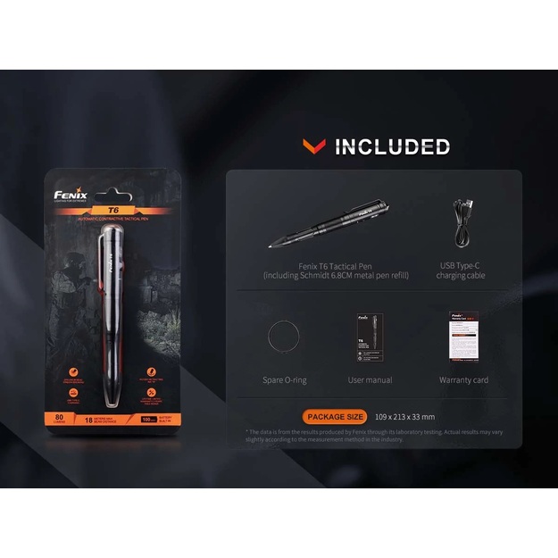 Fenix ​​taktiskā pildspalva T6. USB