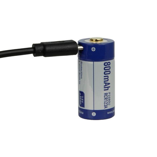 Keeppower akumulators RCR123A 3.6V 800mAh + USB P1680U (2 gab.)