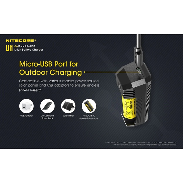 Nitecore UI1 portatīvais akumulatora lādētājs USB