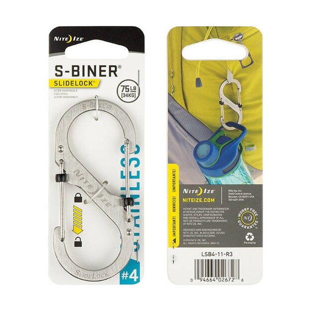 Nite Ize S-Biner Slidelock 4 karabīne GREY LSB4-11-R3