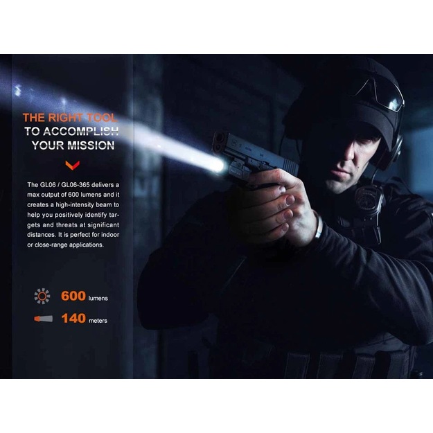 Fenix GL06-365 taktiskais lukturītis uz ieroča