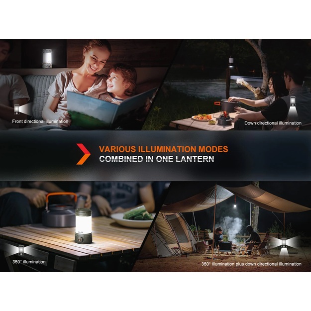 Fenix CL26R Pro LED kempinga gaisma ar USB savienojumu Olive Drab