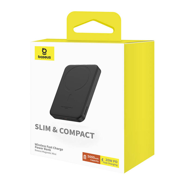 Baseus magnētiskais mini baro&scaron;anas bloks 5000 mAh, USB-C 20W (melns)