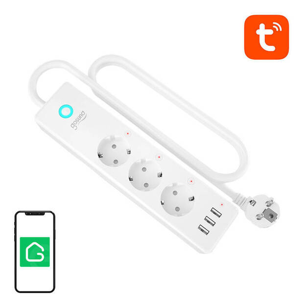 Gosund P1 PLUS viedā WiFi baro&scaron;anas sloksne (4x AC schuko, 3x USB-A) Tuya