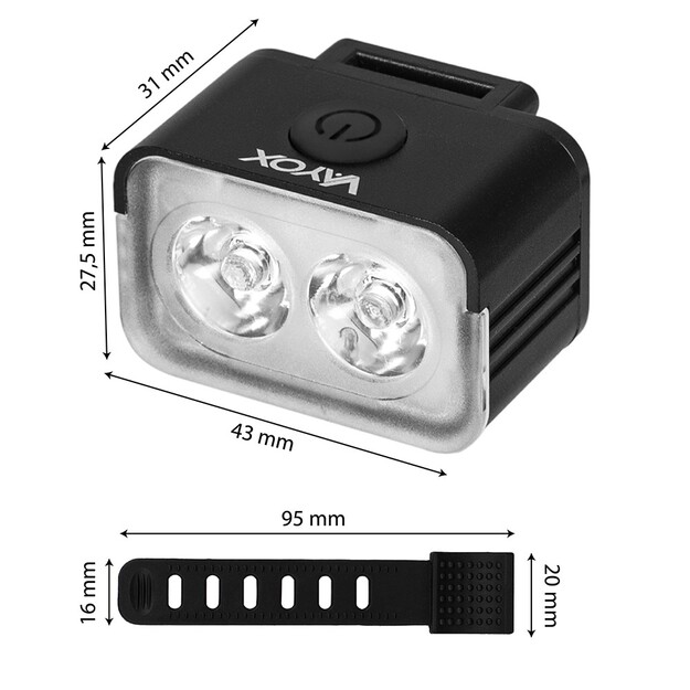 Vayox Priek&scaron;ējā velosipēda gaisma 300lm 2*LED USB-C VA0153