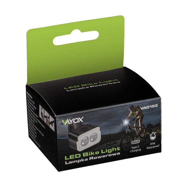 Vayox Priek&scaron;ējā velosipēda gaisma 300lm 2*LED USB-C VA0153