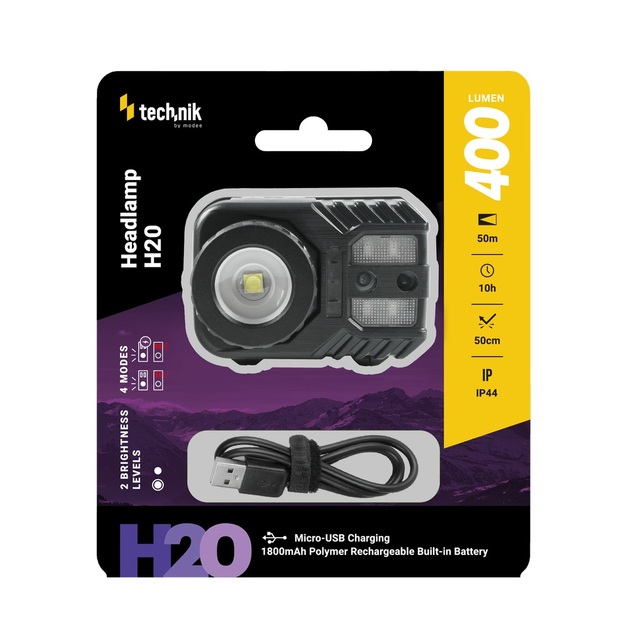 Technik H20 lukturītis XPG-2 LED + mikro USB (400 lūmeni)
