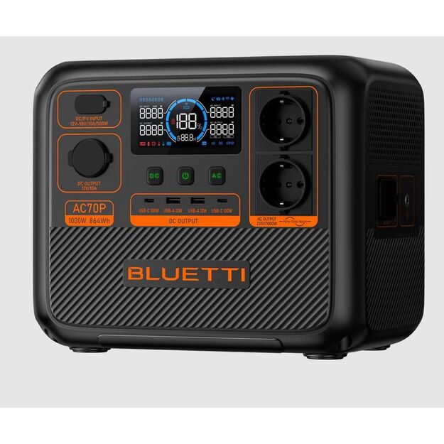 BLUETTI AC70P enerģijas stacija 1000W 864Wh LiFePO4