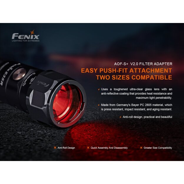 Fenix&nbsp;filtrs AOF-S+ V2.0 Red priek&scaron; E28R V2.0, E35R, LD30R PD35 V3.0 PD3R, PD36R utt.