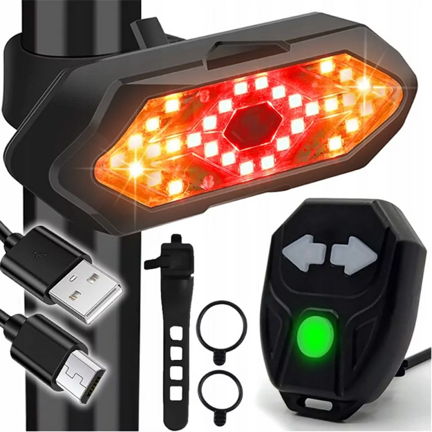 Aizmugurējais, pagriezienu lukturis ar bezvadu tālvadības pulti