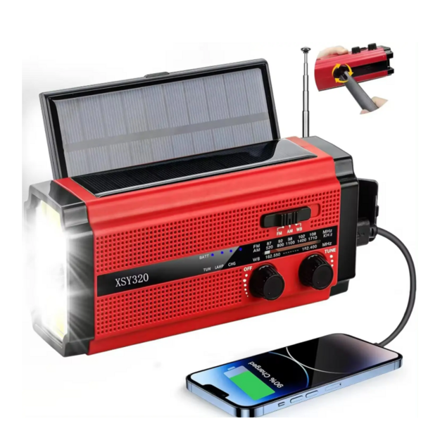 Avārijas radio ar baro&scaron;anas bloku 5000 mAh Sarkans XSY320