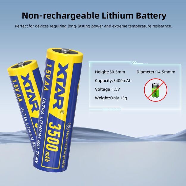 XTAR 1.5V AA Litija baterijas neuzlādējamas FR6 3500mAh F4 4gab