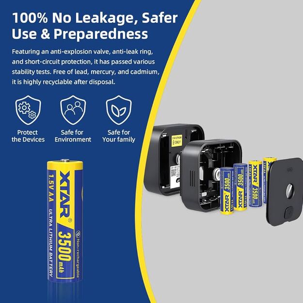 XTAR 1.5V AA Litija baterijas neuzlādējamas FR6 3500mAh F4 4gab
