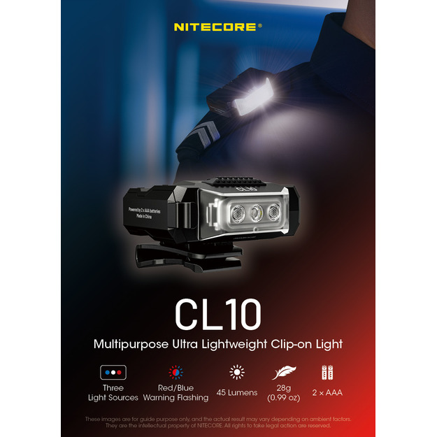 Nitecore lukturītis ar klipsi 45lm CL10