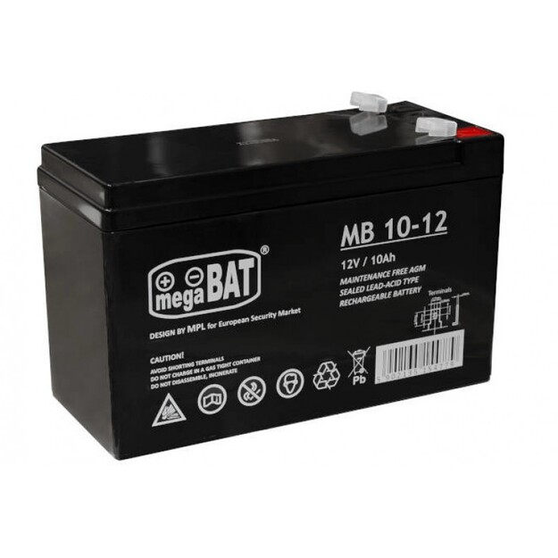 Megabat 12V 10Ah F1(187) AGM akumulators, 3-5 gadi