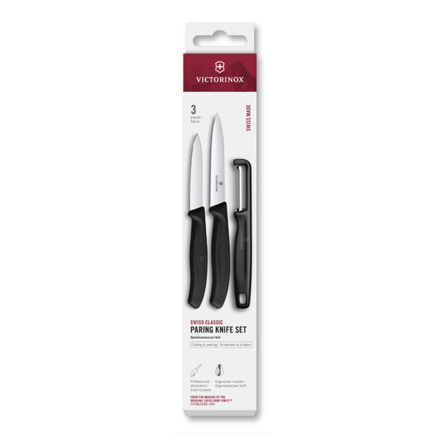Victorinox Swiss Classic knife set with I-shaped razor, 3 pcs., black 6.7113.33