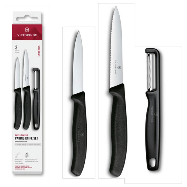 Victorinox Swiss Classic knife set with I-shaped razor, 3 pcs., black 6.7113.33