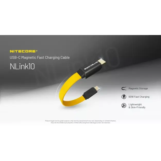 Nitecore NLink10 PD QC ātrās uzlādes USB-C kabelis ar apzeltītiem magnētiskiem savienotājiem