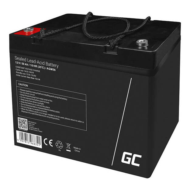 AGM VRLA Green Cell AGM56 12V 50Ah akumulators (motorollerim, laivai, ratiņkrēslam, kemperim, zāles pļāvējam)