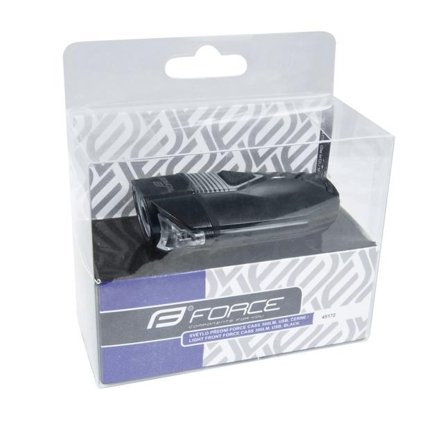 Priek&scaron;ējais apgaismojums FORCE CASS 300LM, USB (melns)