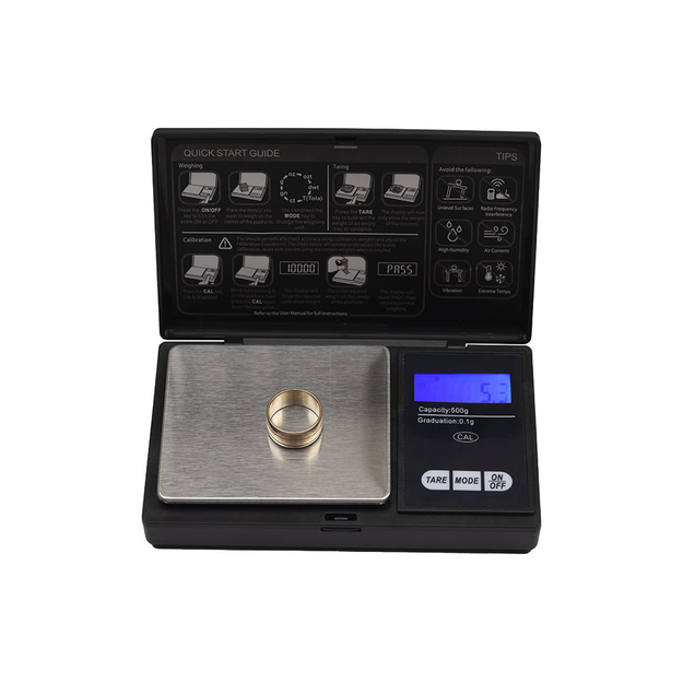 Elektroniskie svari 0,1 g/500 g 2 x AAA