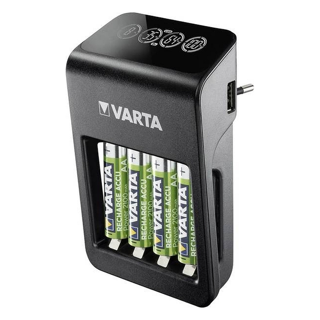 Универсальное зарядное устройство Varta LCD Plug-Plus с 4 батареями AA 2100 мач 4-х канальное PP3 57687
