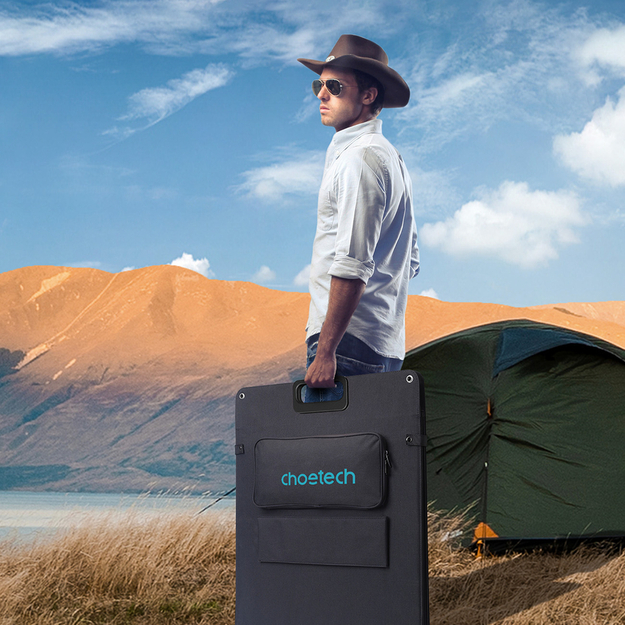 Choetech SC011 pārnēsājams saules lādētājs, 200W saules panelis &ndash; melns