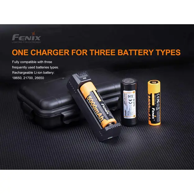 Одноканальное зарядное устройство Fenix ARE-X1 V2.0 для аккумуляторов 18650, 21700 и 26650