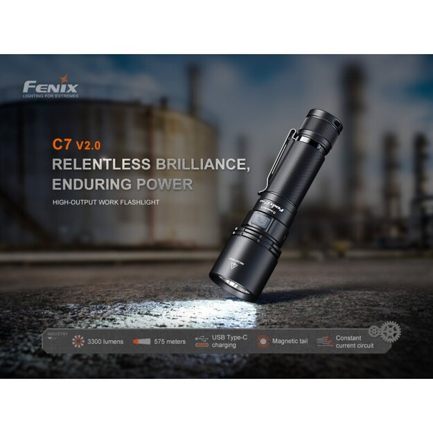 Fenix ​​C7 V2.0 LED flashlight with USB connection