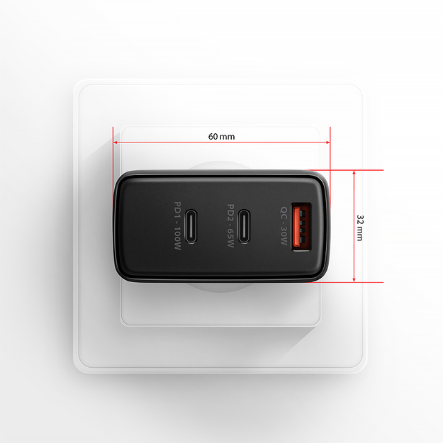 Tīkla lādētājs Axagon ACU-DPQ100, 100W (PD 3.0 / QC 4+, 3 pieslēgvietas)
